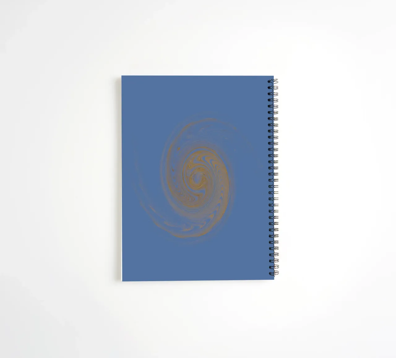 Abstract dynamic circular pattern in yellow and blue spiral notebook by Something for you
