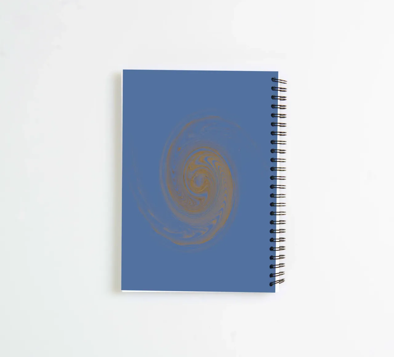 Abstract dynamic circular pattern in yellow and blue spiral notebook by Something for you