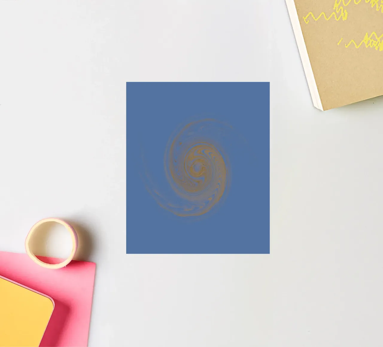 Abstract dynamic circular pattern in yellow and blue sticker by Something for you