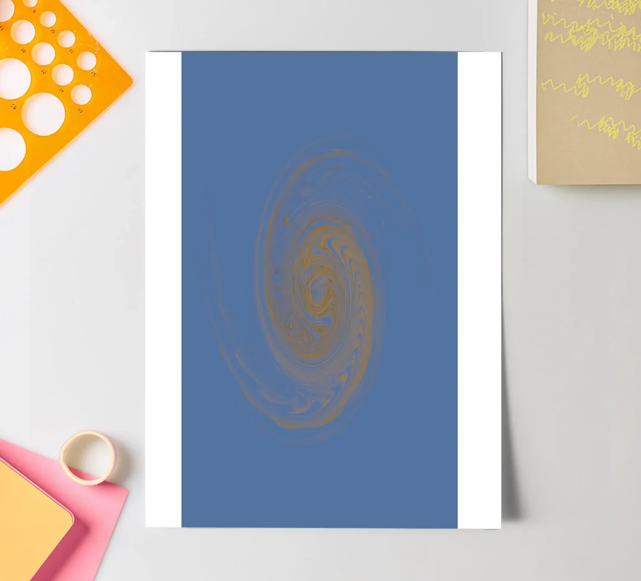 Abstract dynamic circular pattern in yellow and blue sticker sheet by Something for you