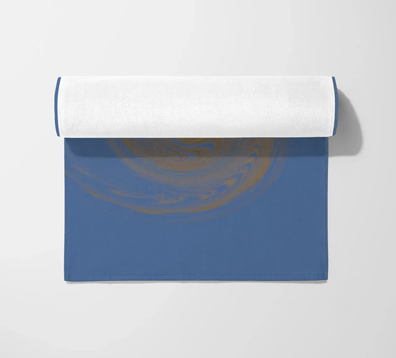 Abstract dynamic circular pattern in yellow and blue beach towel by Something for you