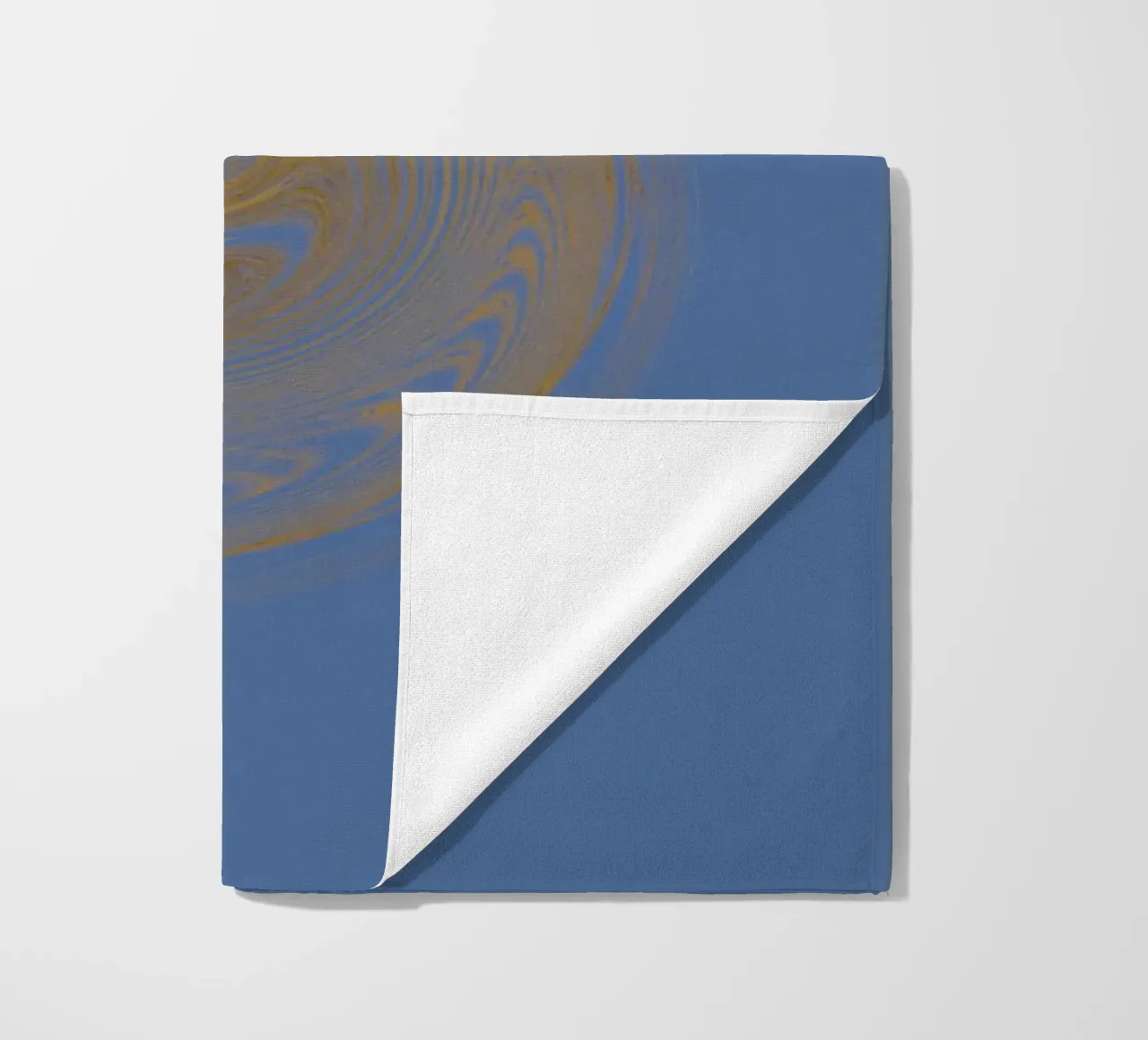 Abstract dynamic circular pattern in yellow and blue beach towel by Something for you