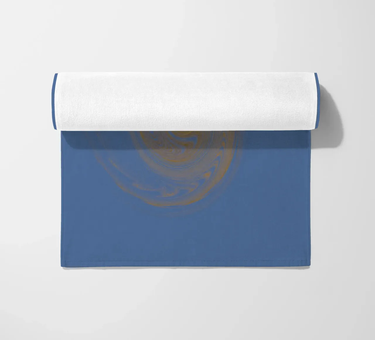 Abstract dynamic circular pattern in yellow and blue beach towel by Something for you
