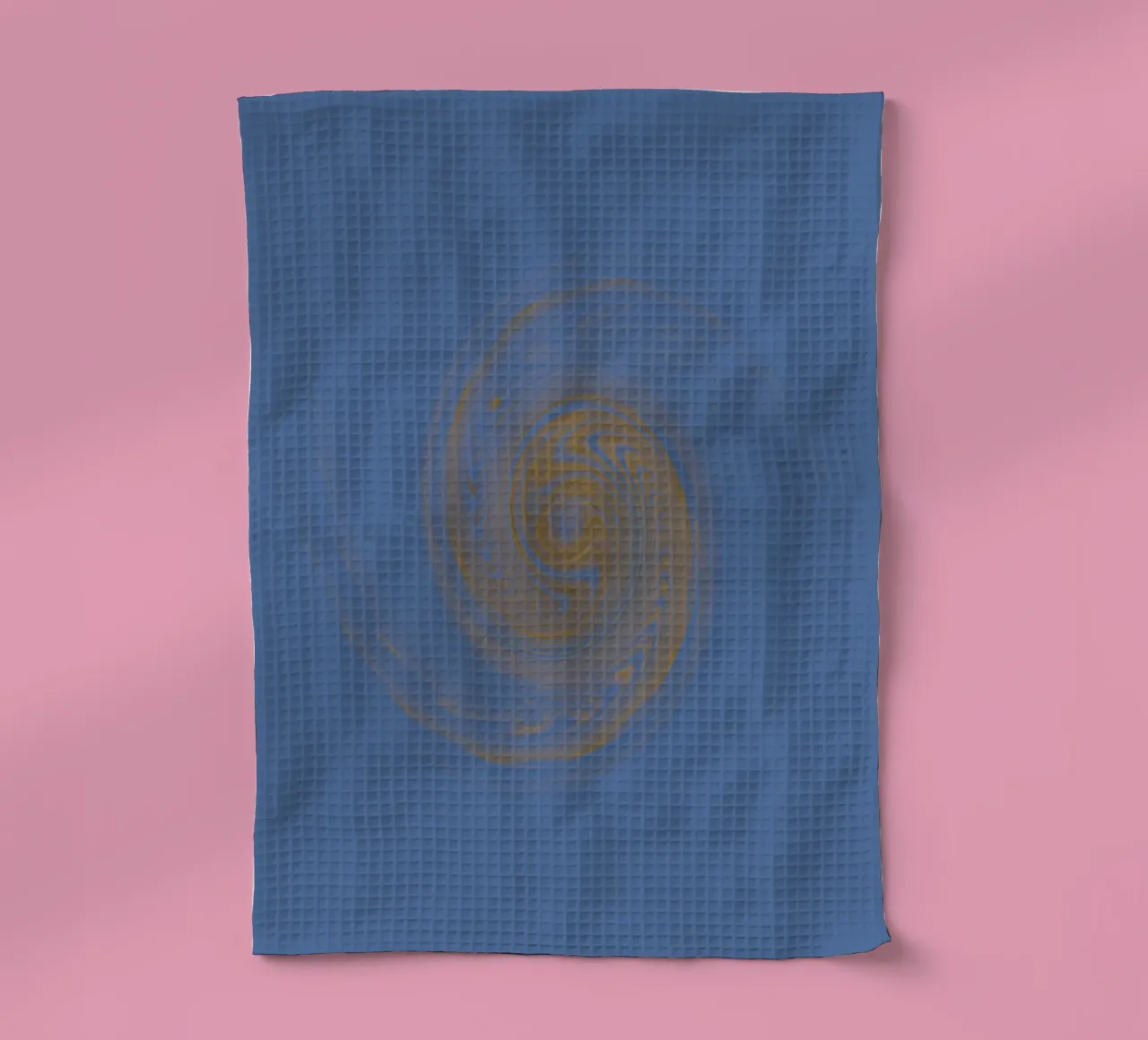 Abstract dynamic circular pattern in yellow and blue tea towel by Something for you