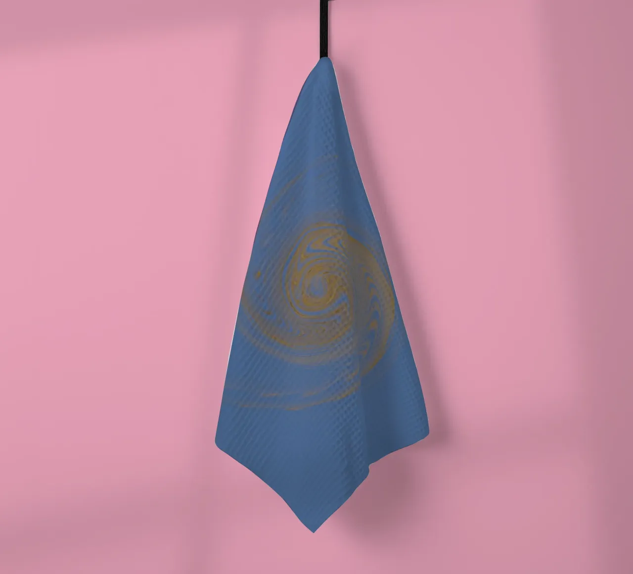 Abstract dynamic circular pattern in yellow and blue tea towel by Something for you