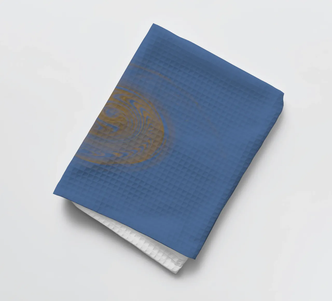 Abstract dynamic circular pattern in yellow and blue tea towel by Something for you