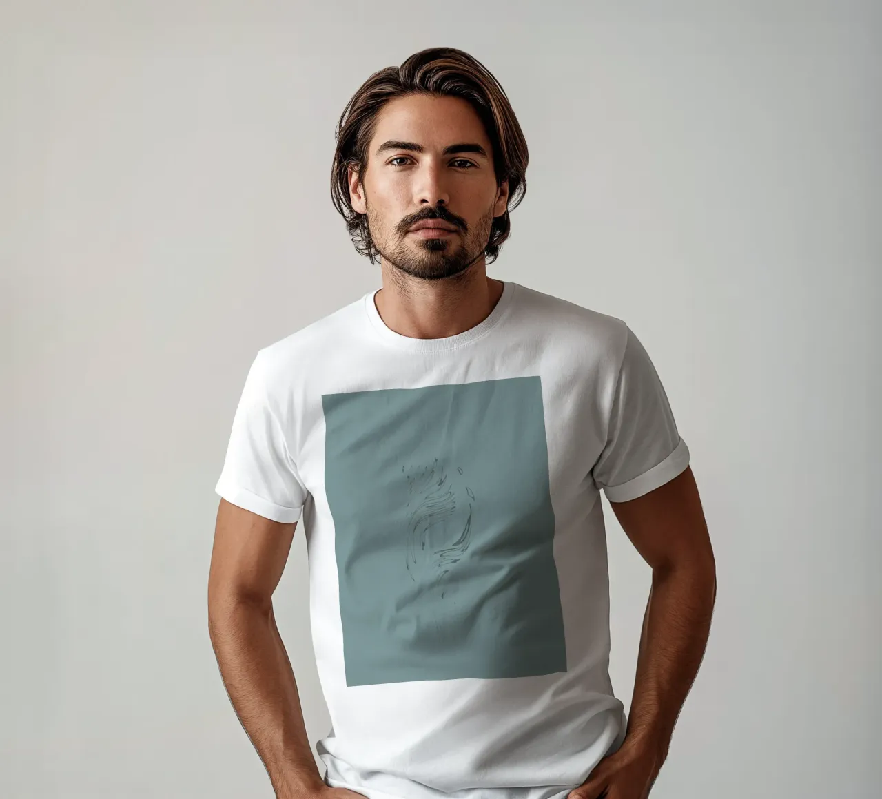 Abstract dynamic pattern in blue t-shirt by Something for you