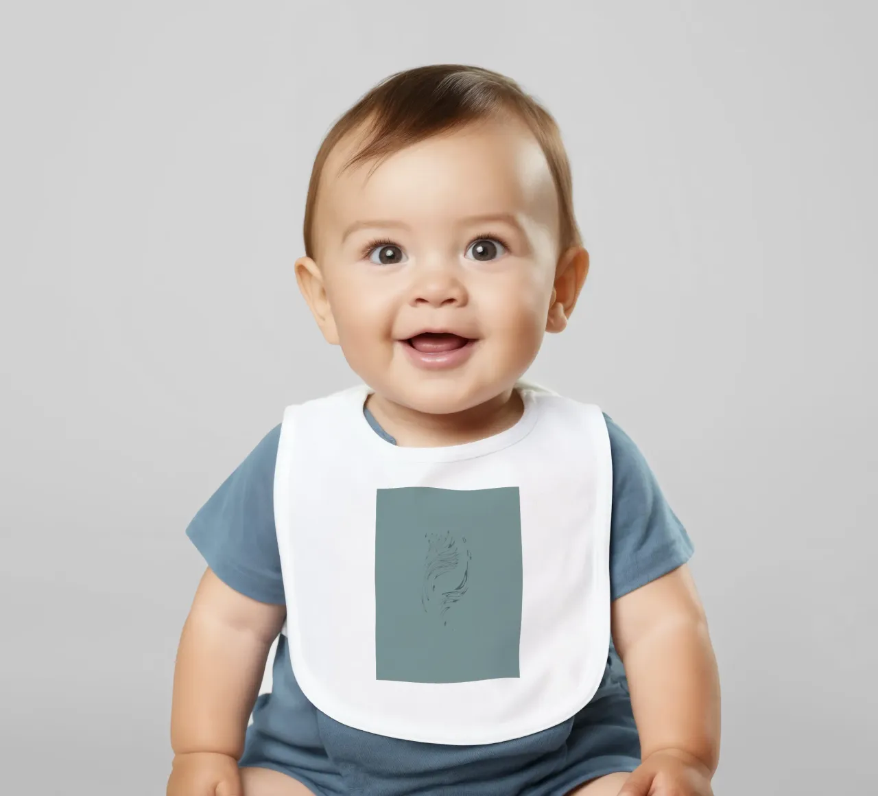 Abstract dynamic pattern in blue baby bib by Something for you