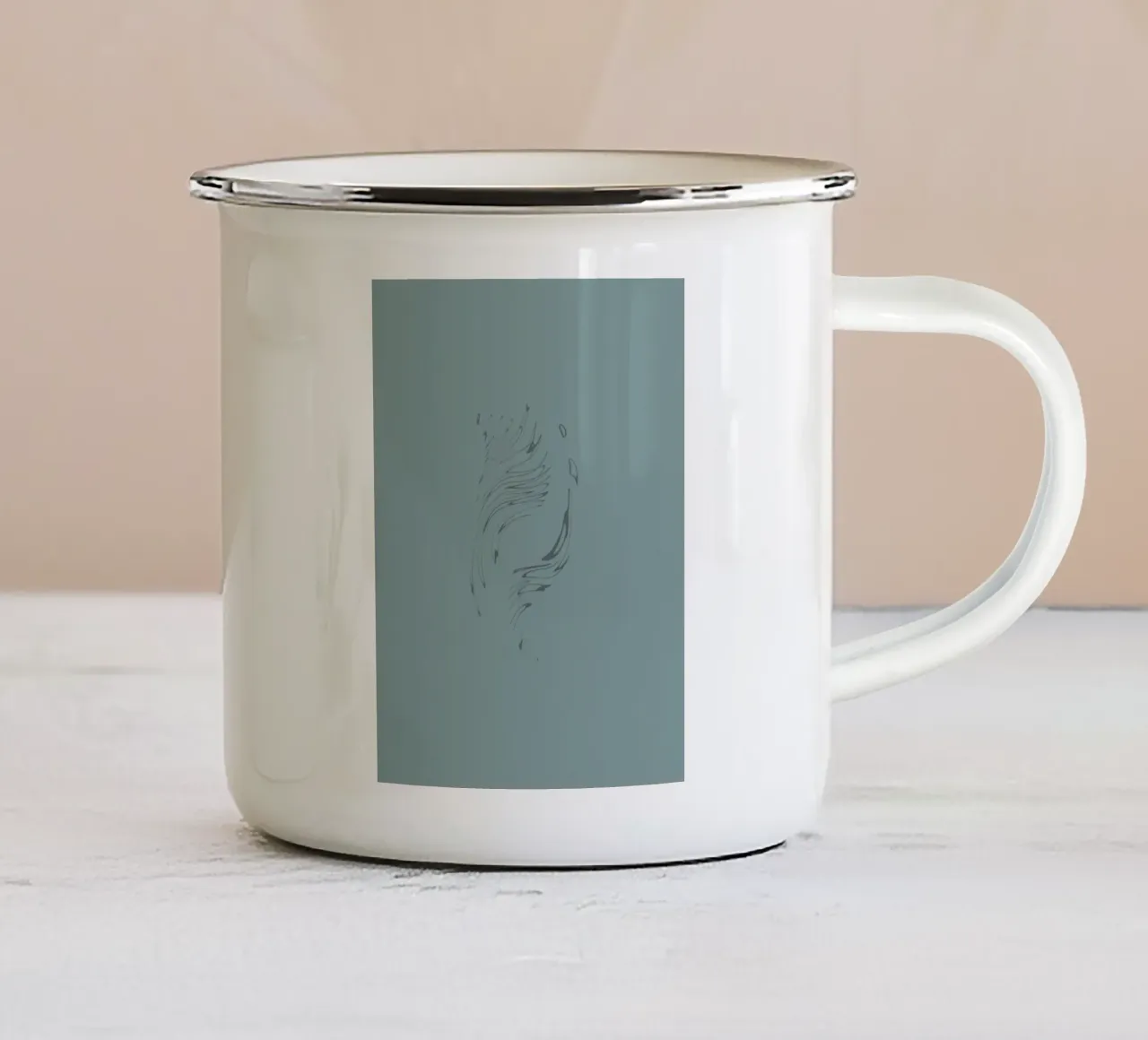 Abstract dynamic pattern in blue enamel mug by Something for you