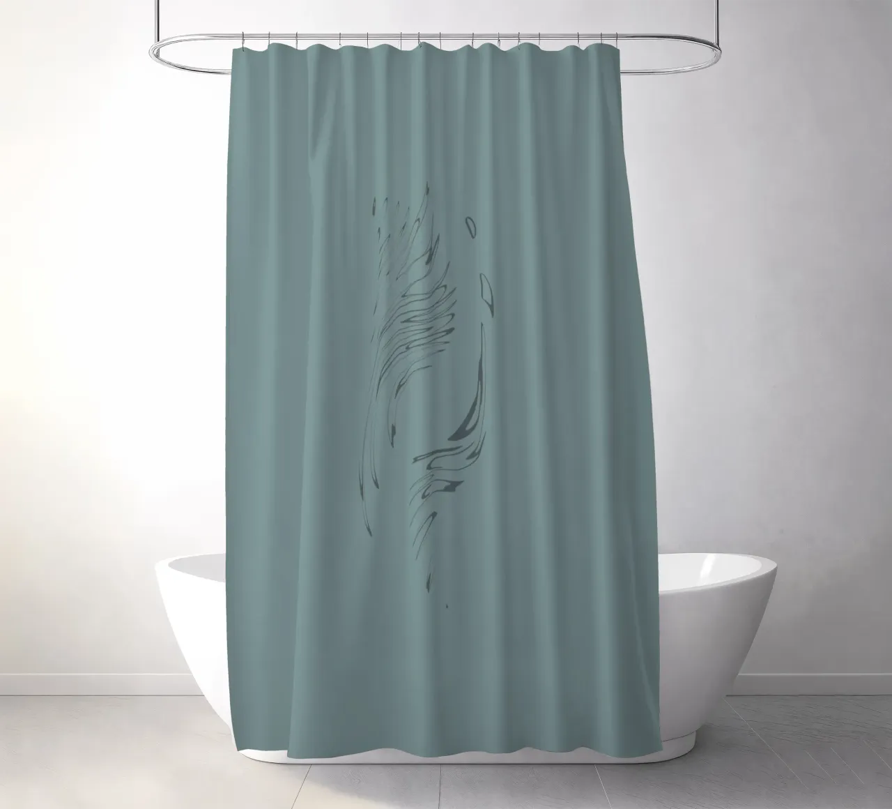 Abstract dynamic pattern in blue shower curtain by Something for you