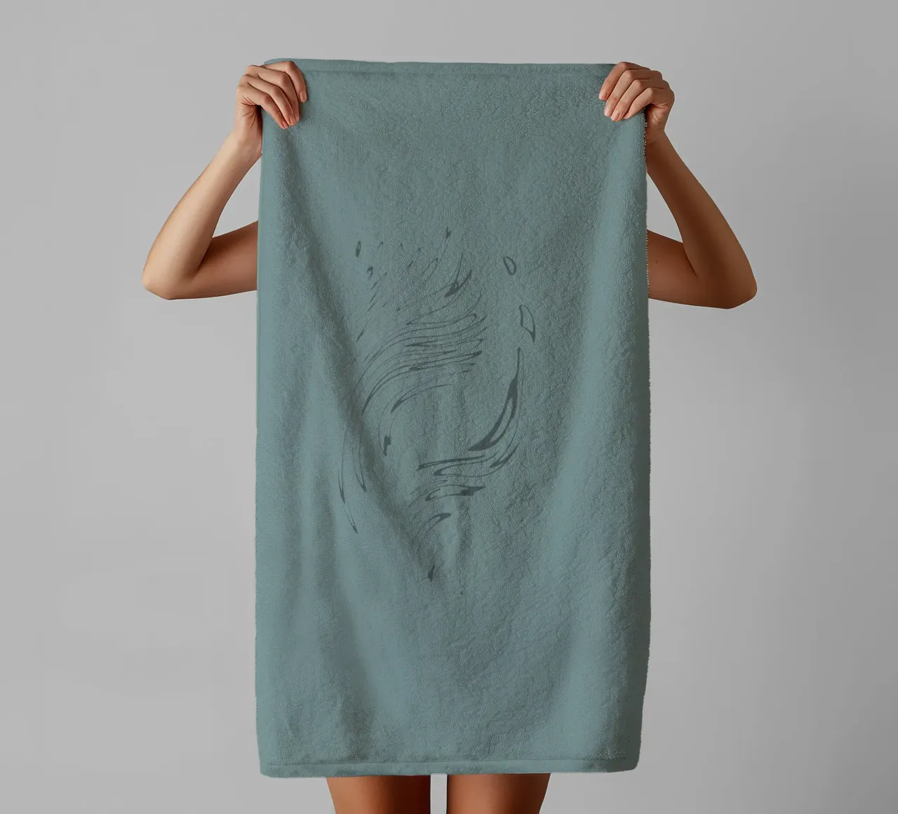 Abstract dynamic pattern in blue towel by Something for you