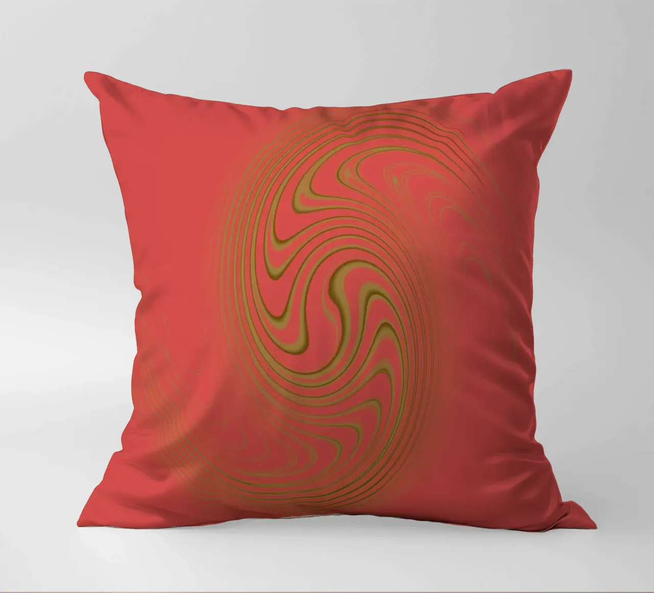 Abstract dynamic circular pattern in pink and yellow decorative cushion by Something for you