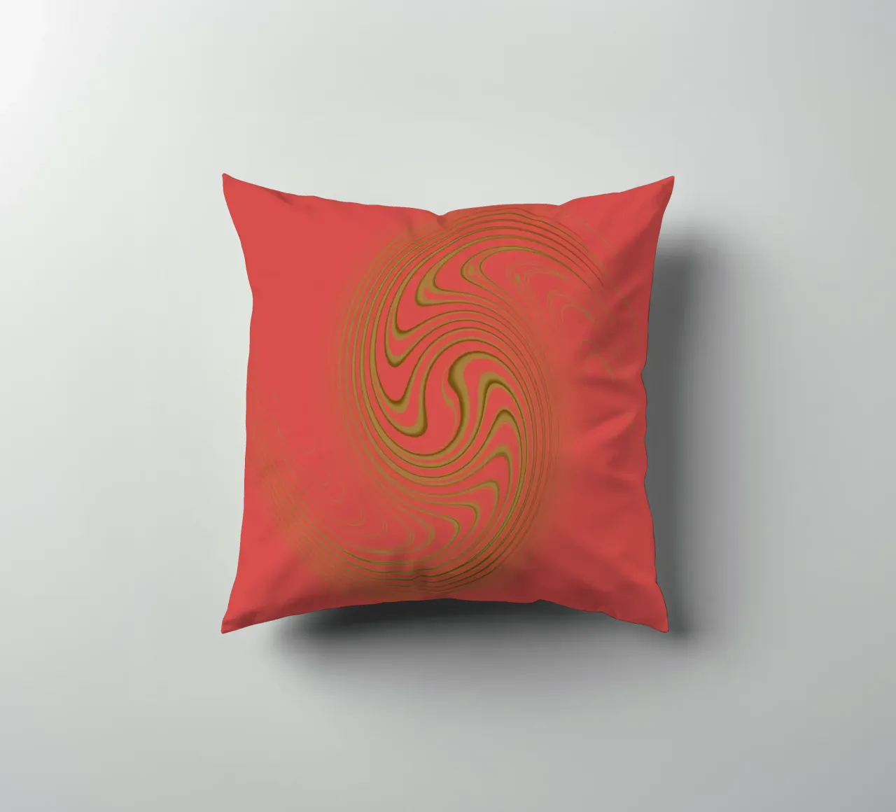 Abstract dynamic circular pattern in pink and yellow decorative cushion by Something for you