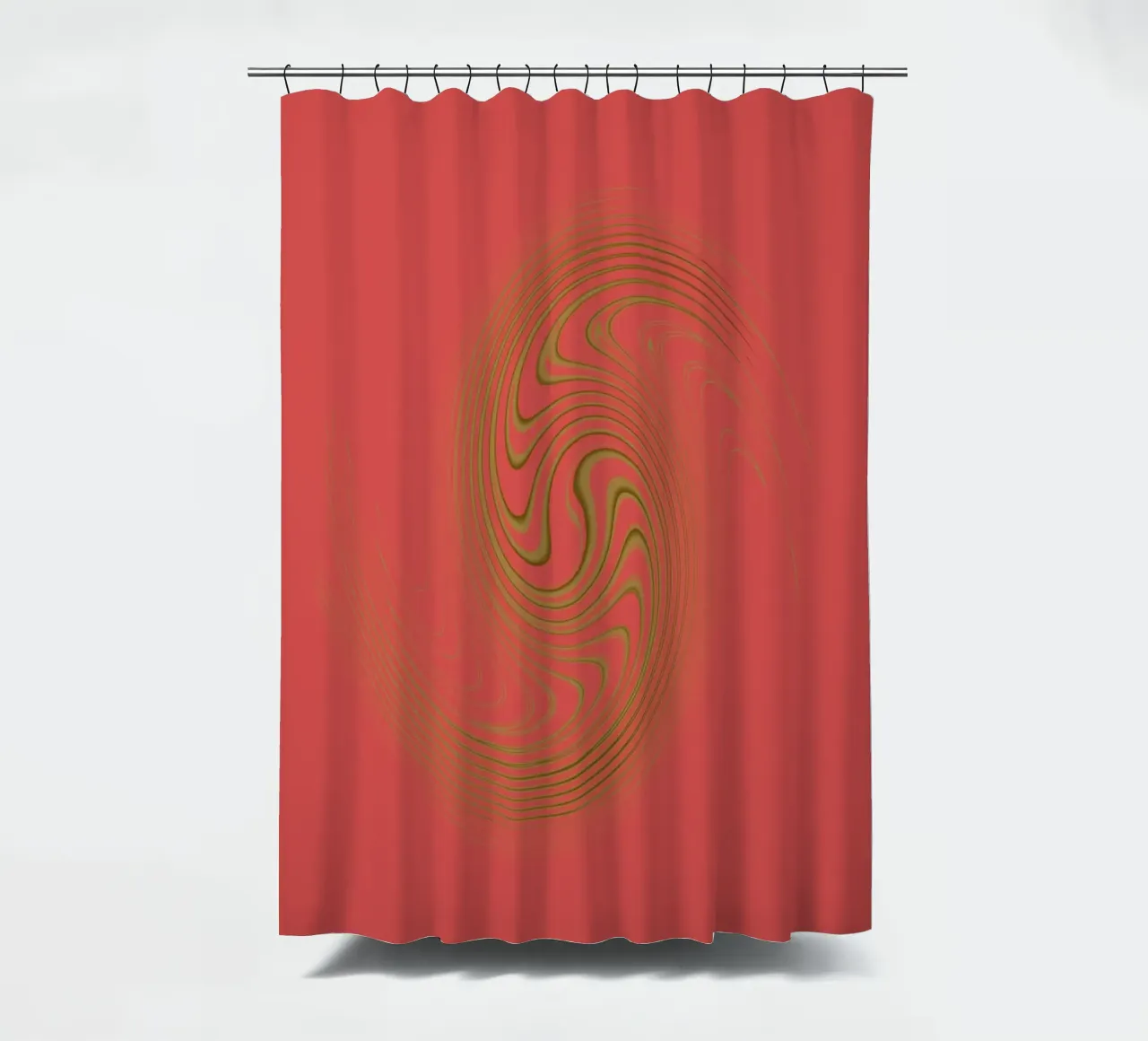 Abstract dynamic circular pattern in pink and yellow shower curtain by Something for you