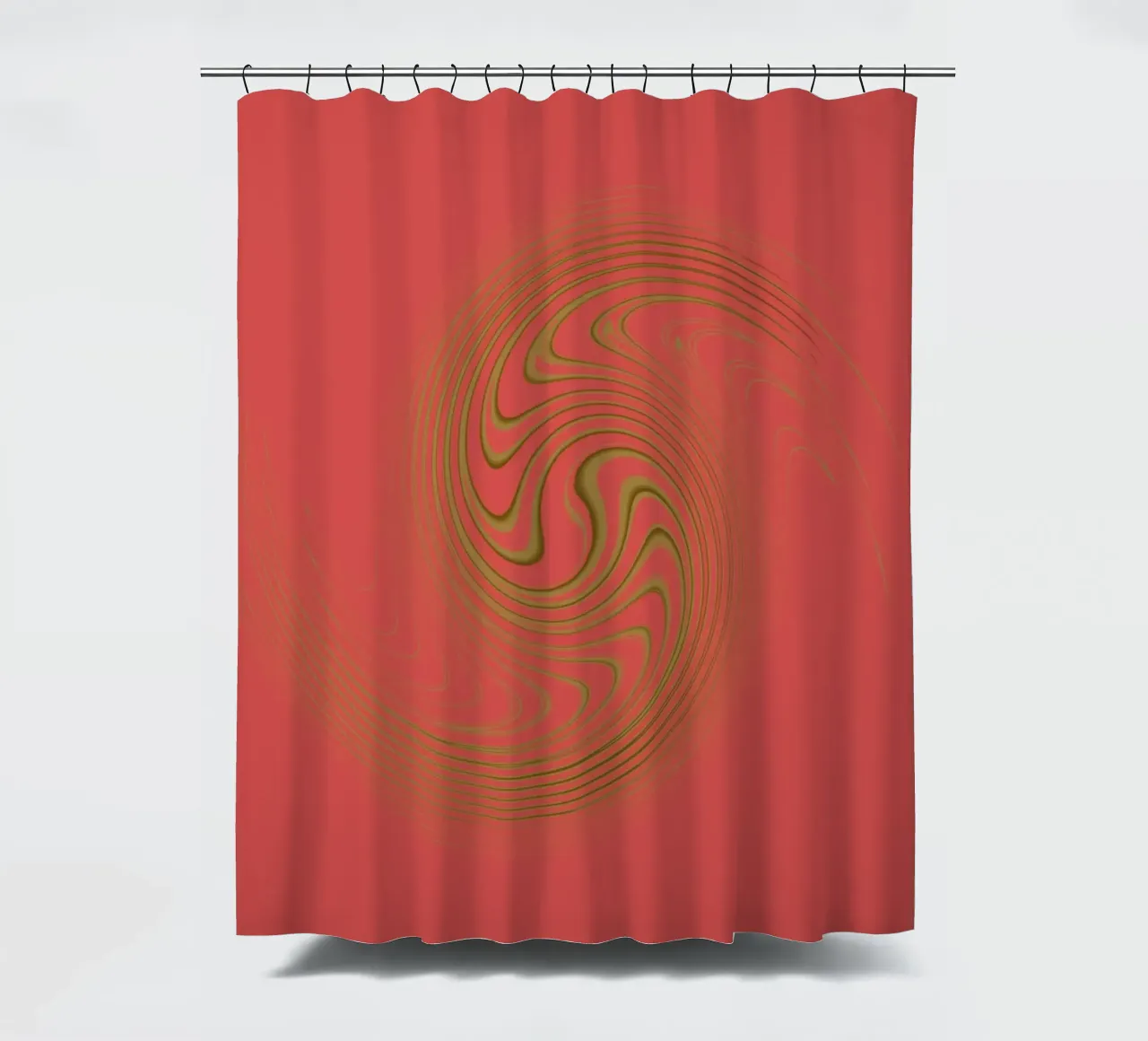 Abstract dynamic circular pattern in pink and yellow shower curtain by Something for you