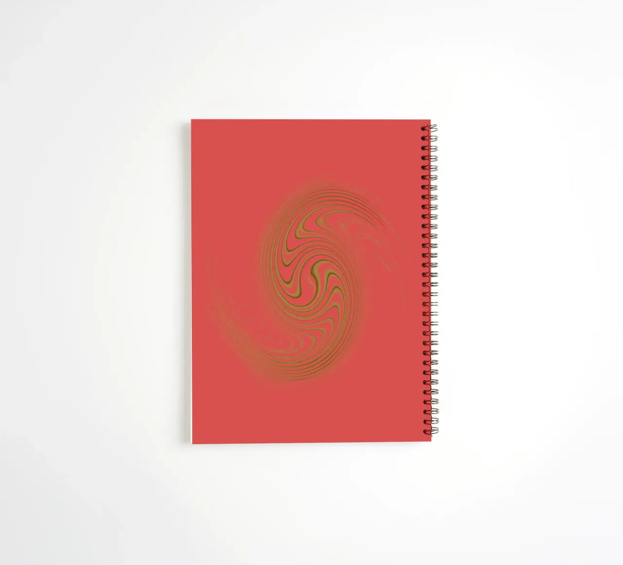 Abstract dynamic circular pattern in pink and yellow spiral notebook by Something for you
