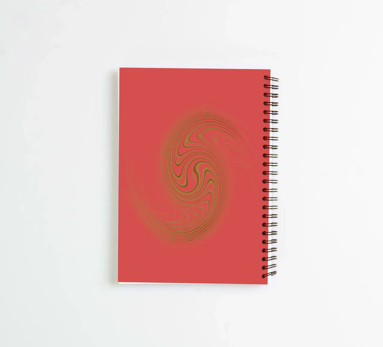 Abstract dynamic circular pattern in pink and yellow spiral notebook by Something for you