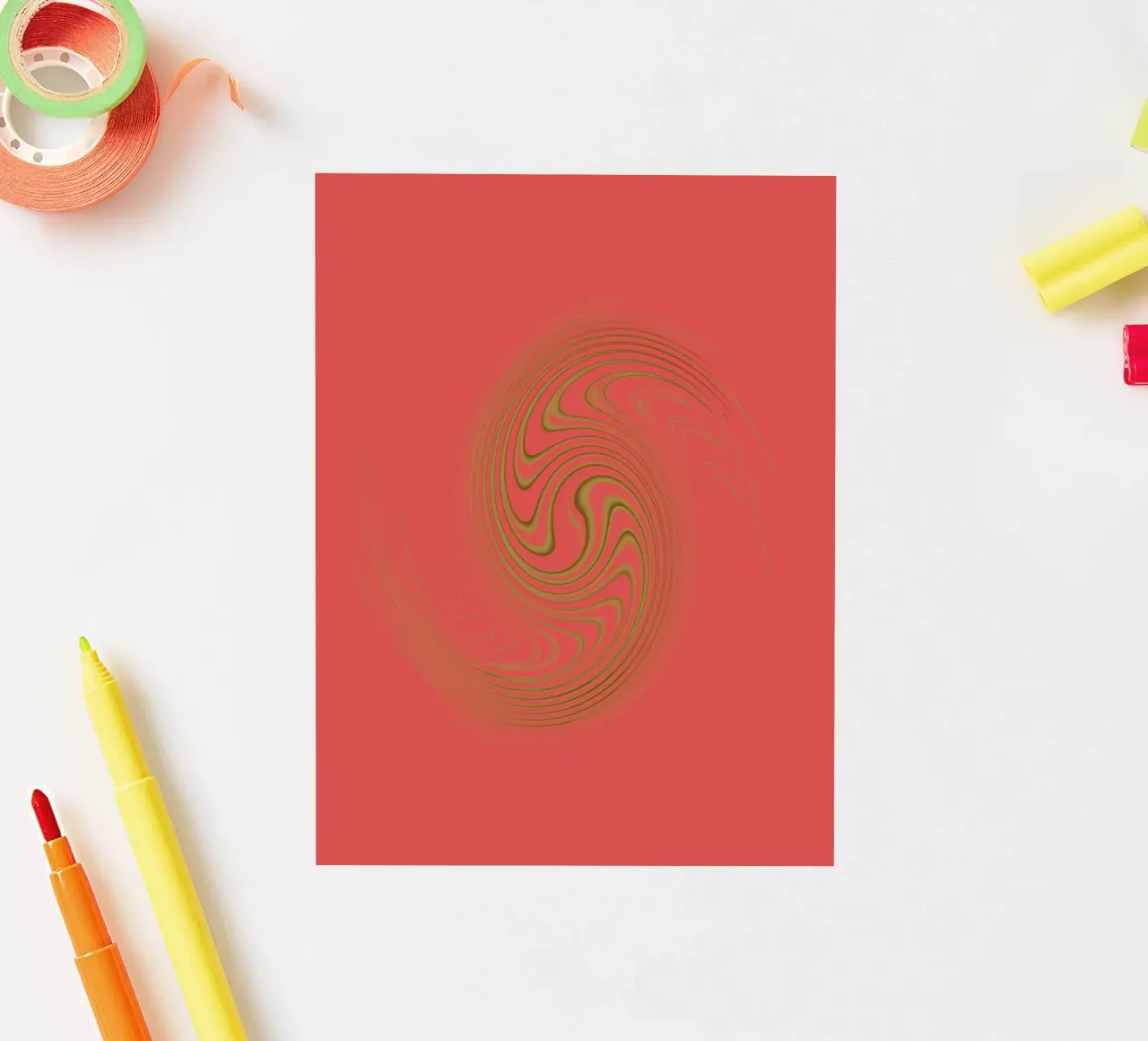 Abstract dynamic circular pattern in pink and yellow sticker by Something for you