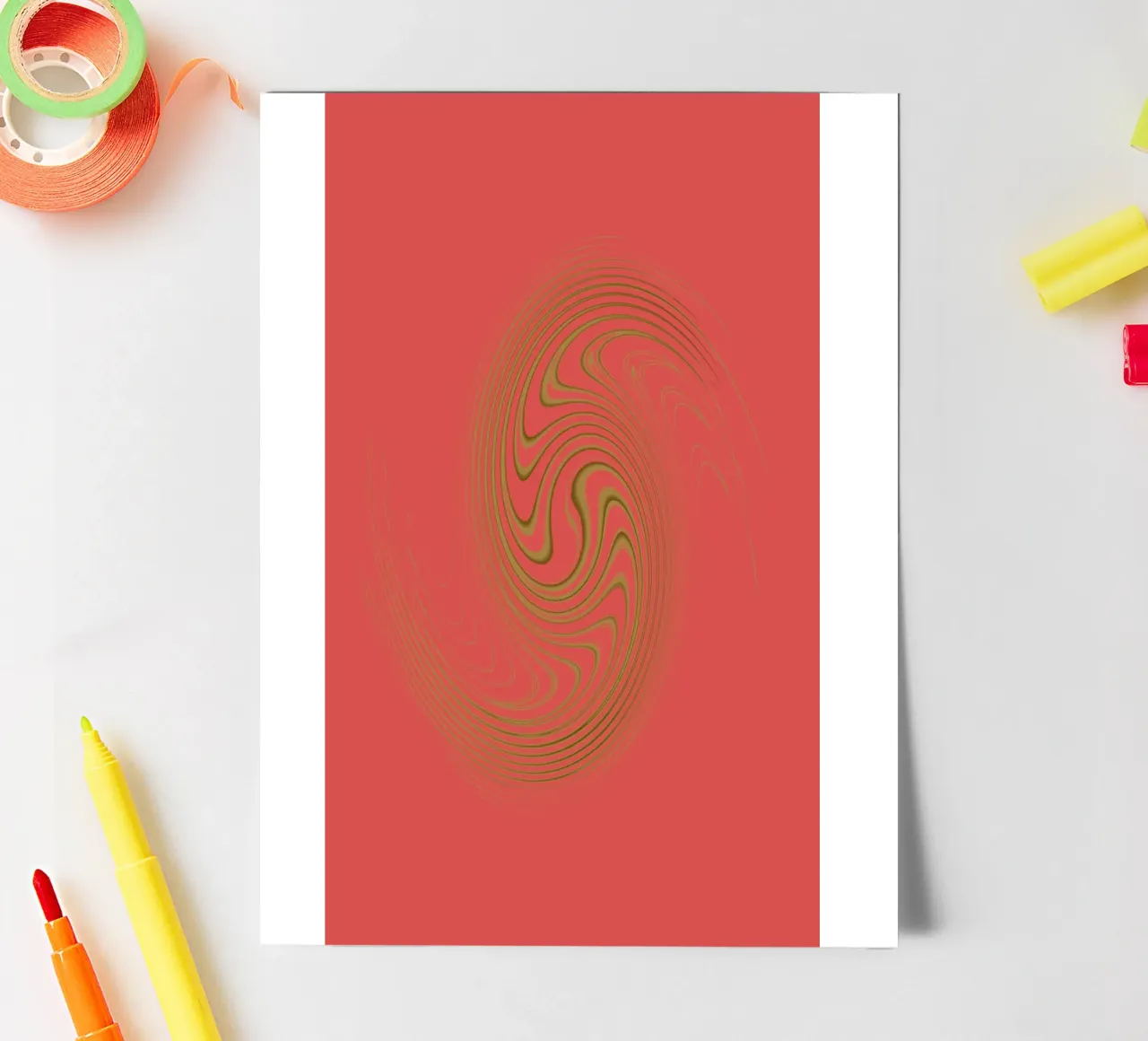 Abstract dynamic circular pattern in pink and yellow sticker sheet by Something for you