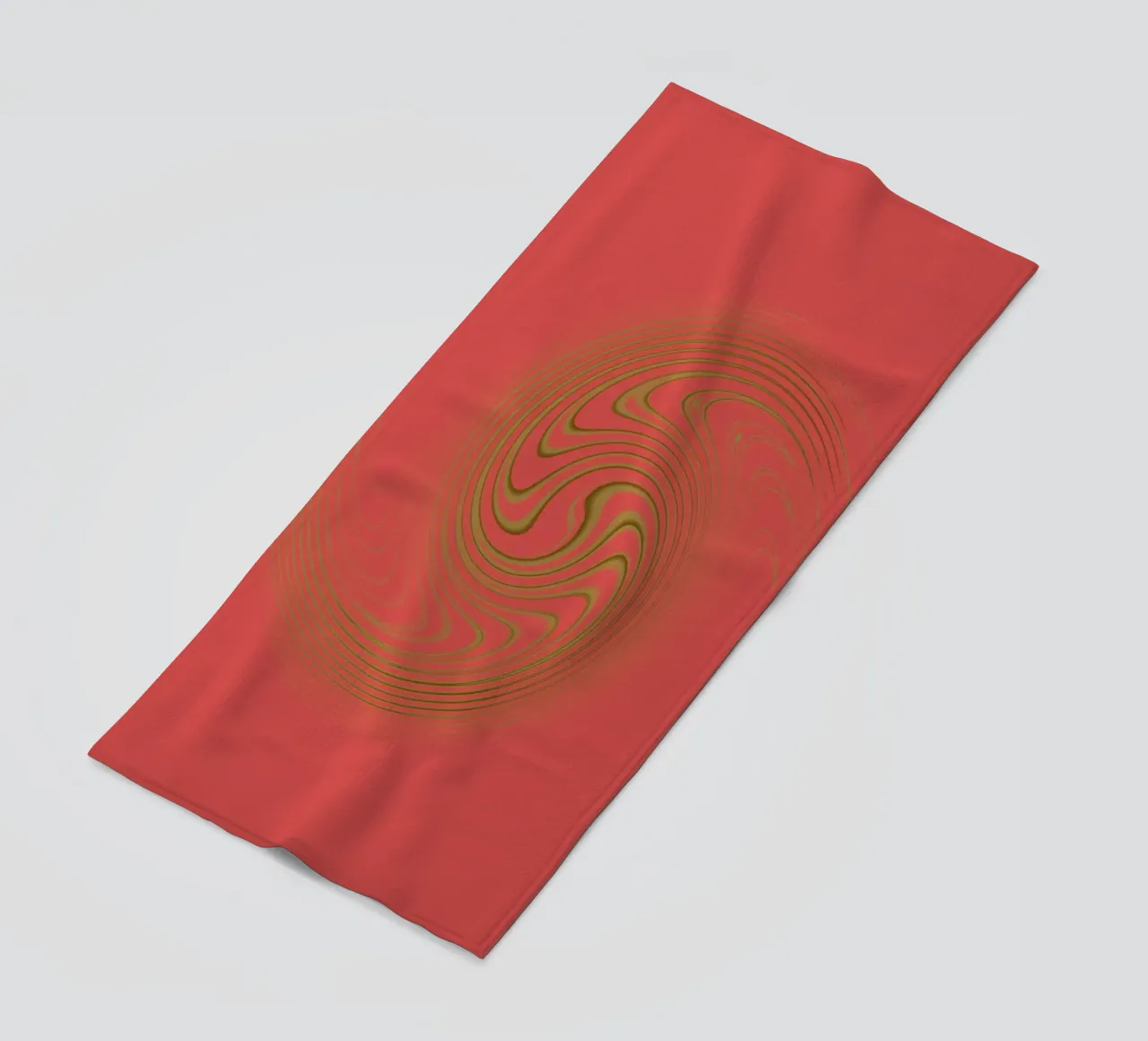 Abstract dynamic circular pattern in pink and yellow beach towel by Something for you