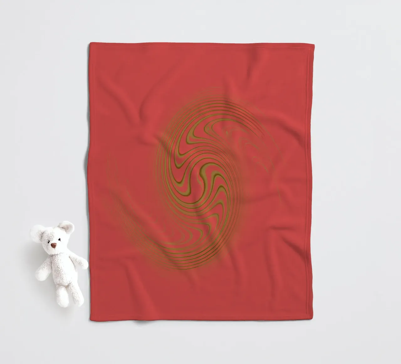 Abstract dynamic circular pattern in pink and yellow fleece blanket by Something for you