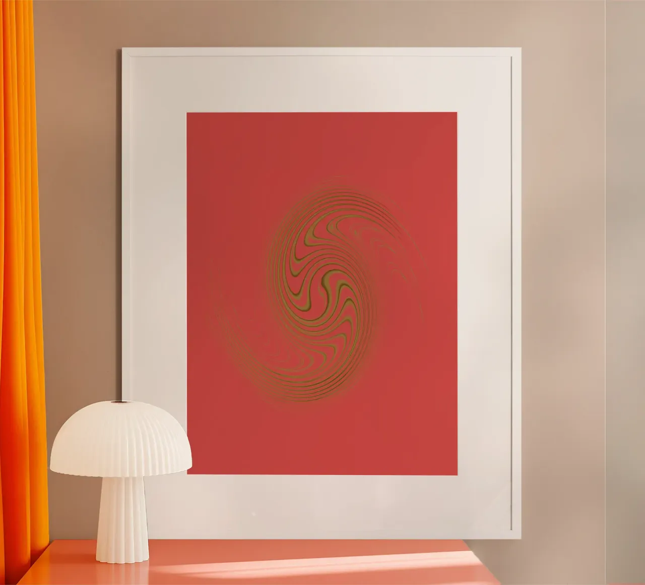 Abstract dynamic circular pattern in pink and yellow hahnemühle by Something for you