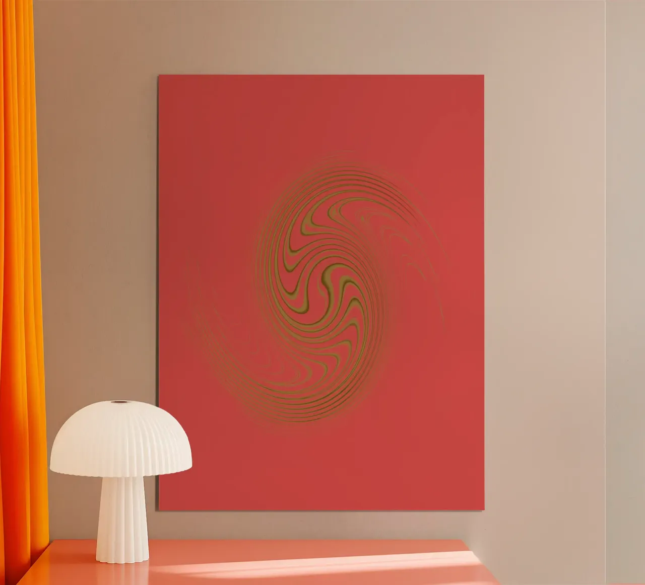 Abstract dynamic circular pattern in pink and yellow hahnemühle by Something for you