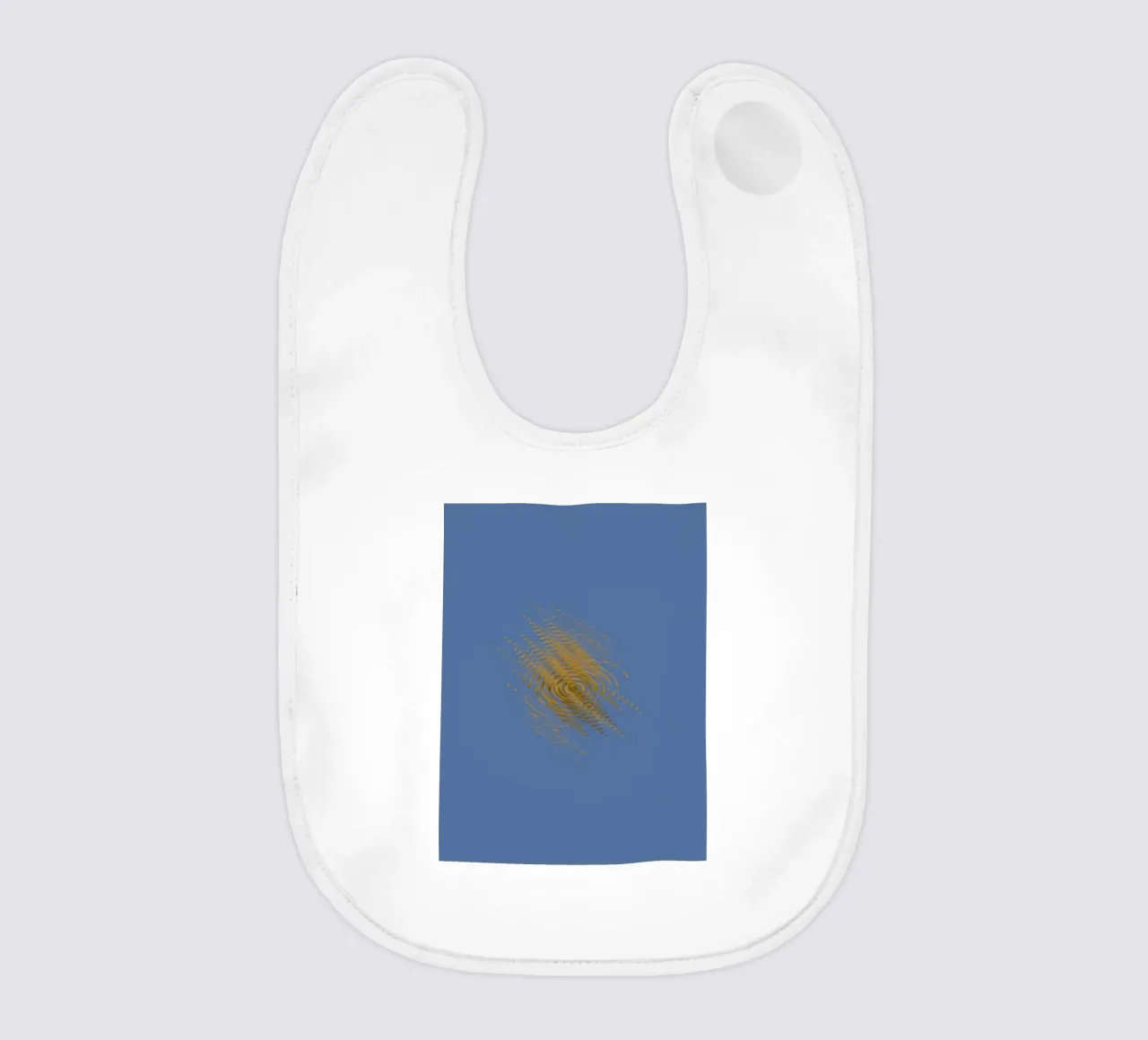 Abstract dynamic pattern in yellow and blue baby bib by Something for you