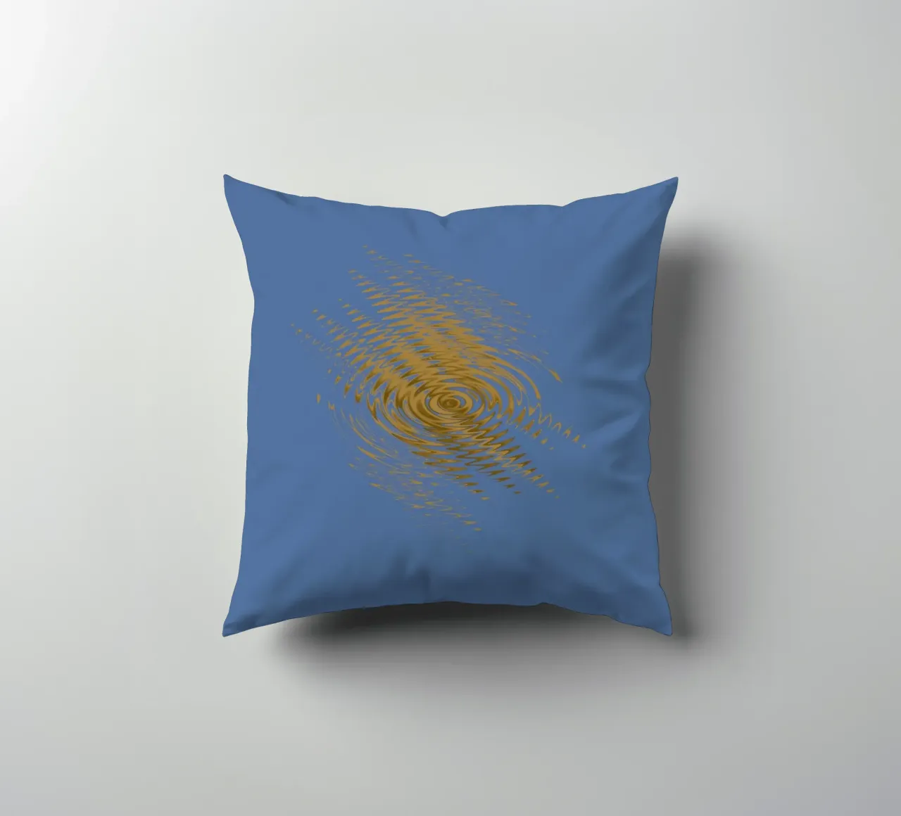 Abstract dynamic pattern in yellow and blue decorative cushion by Something for you