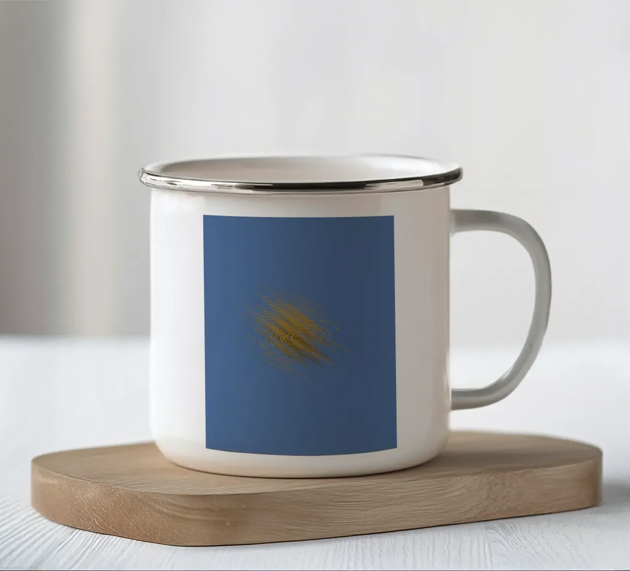 Motivo dinamico astratto in giallo e blu tazza in smalto da Something for you