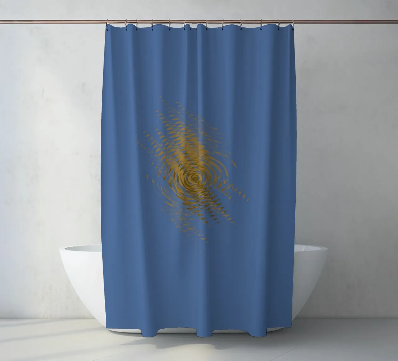 Abstract dynamic pattern in yellow and blue shower curtain by Something for you