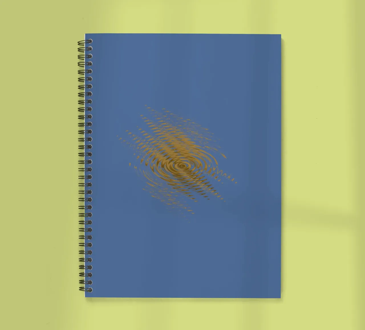 Abstract dynamic pattern in yellow and blue spiral notebook by Something for you