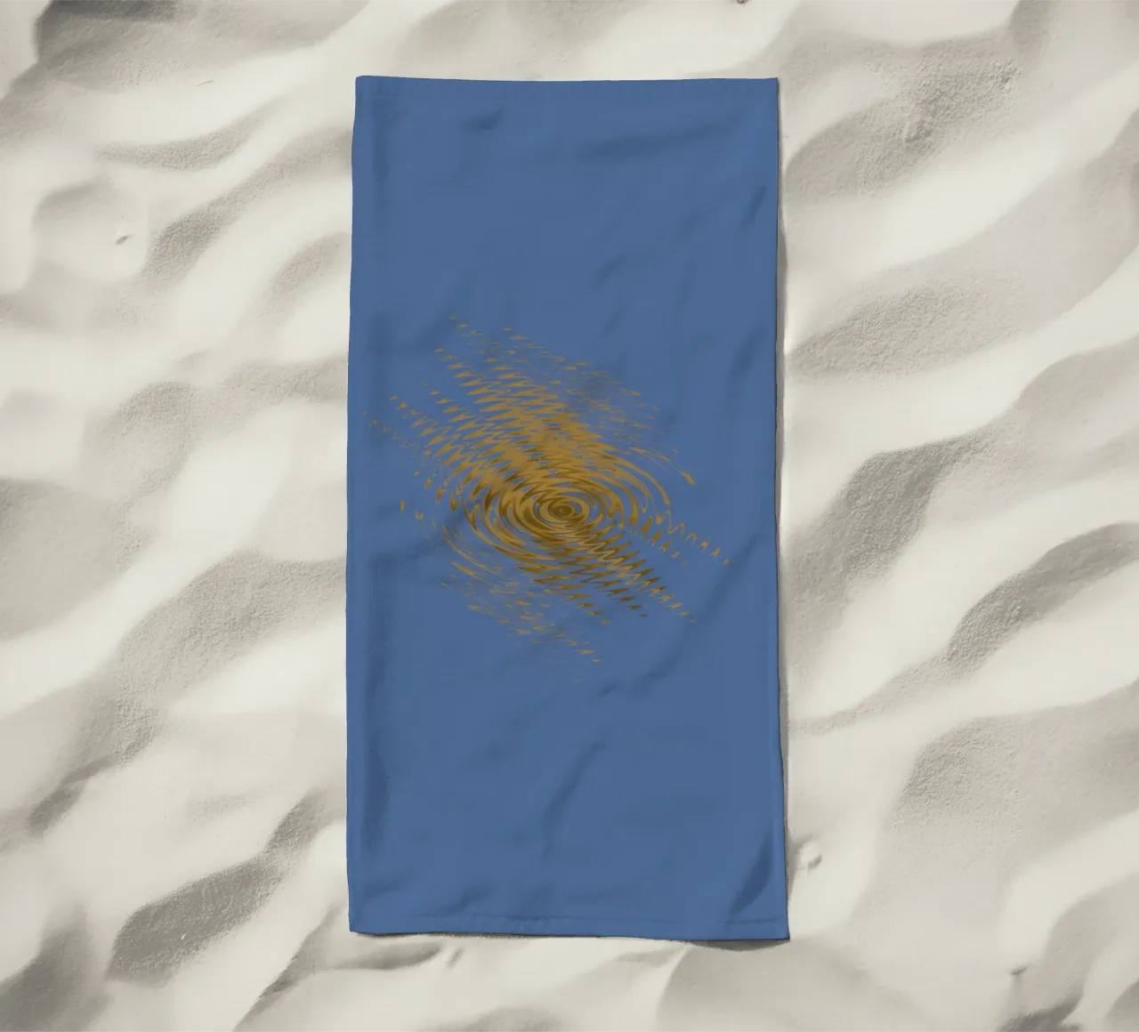 Abstract dynamic pattern in yellow and blue beach towel by Something for you