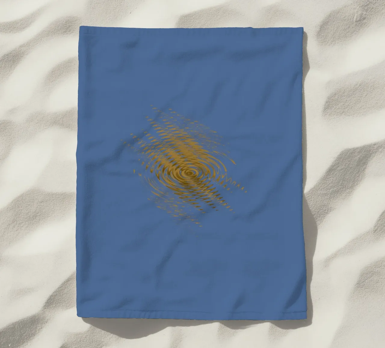 Abstract dynamic pattern in yellow and blue beach towel by Something for you