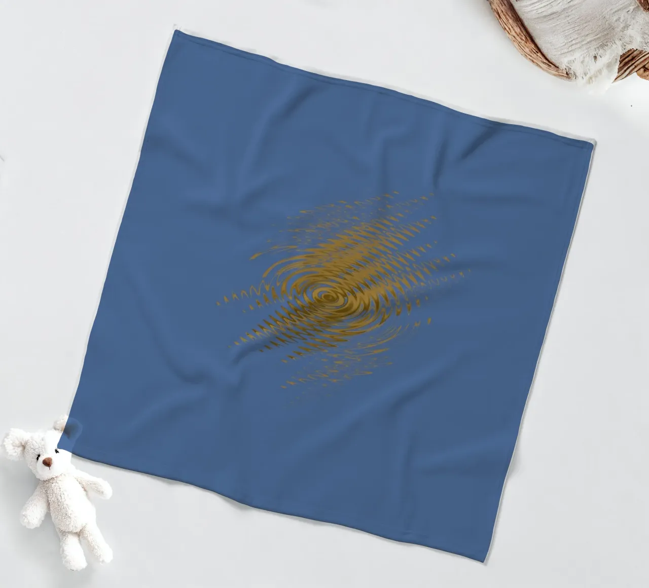 Abstract dynamic pattern in yellow and blue fleece blanket by Something for you