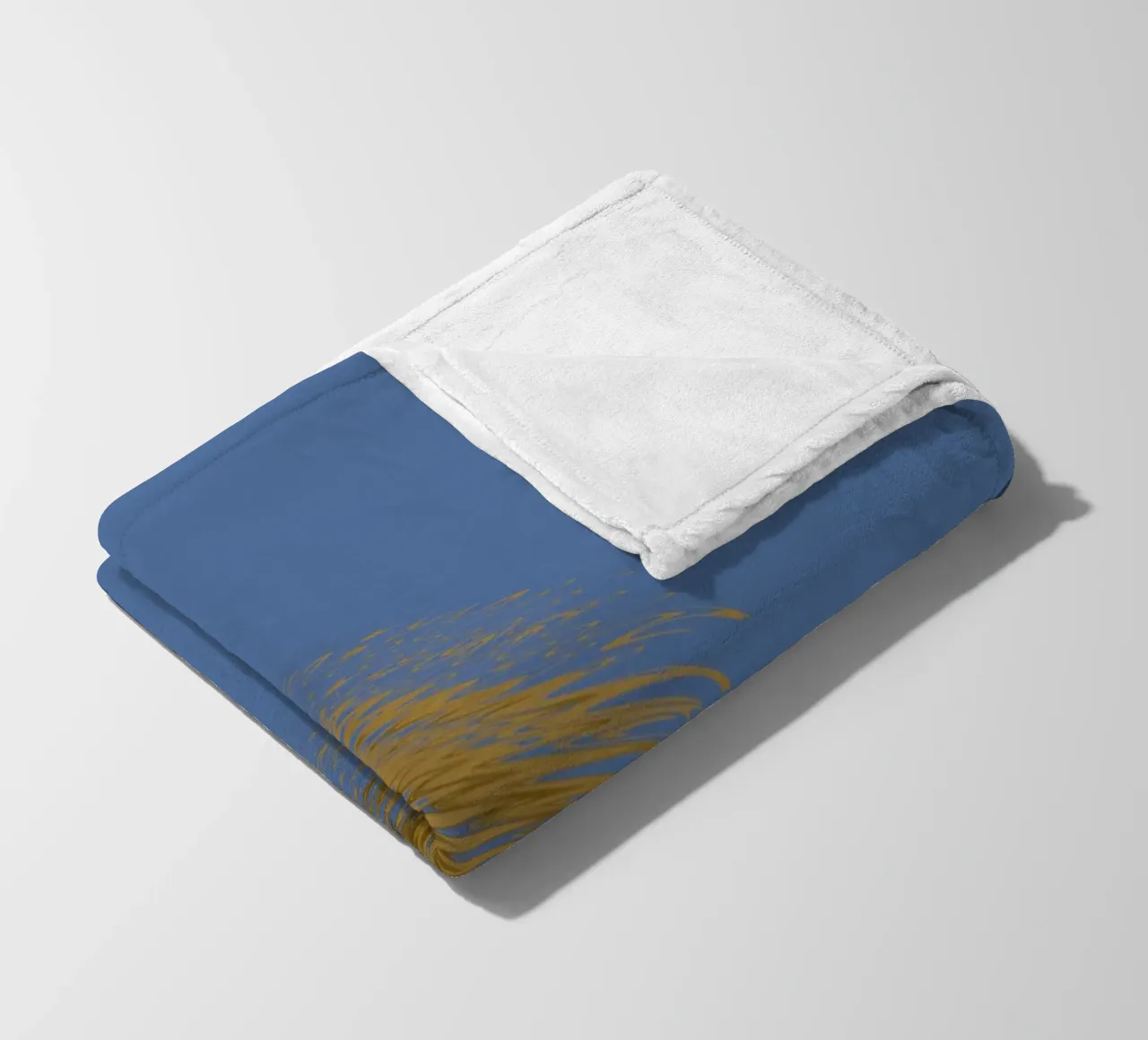 Abstract dynamic pattern in yellow and blue fleece blanket by Something for you