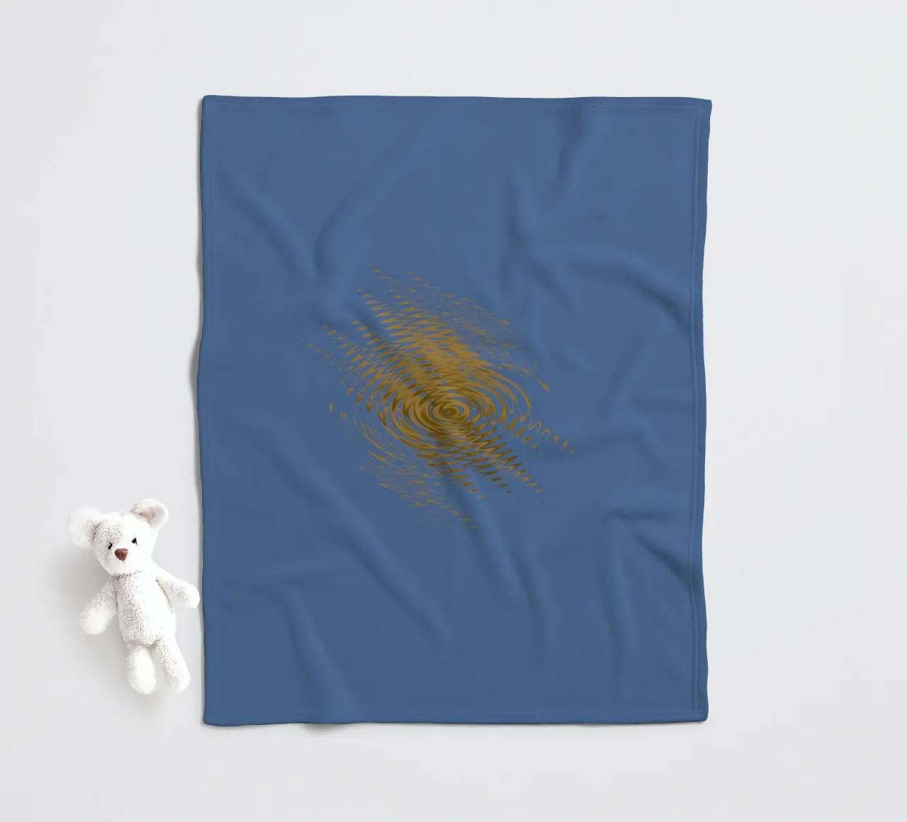 Abstract dynamic pattern in yellow and blue fleece blanket by Something for you
