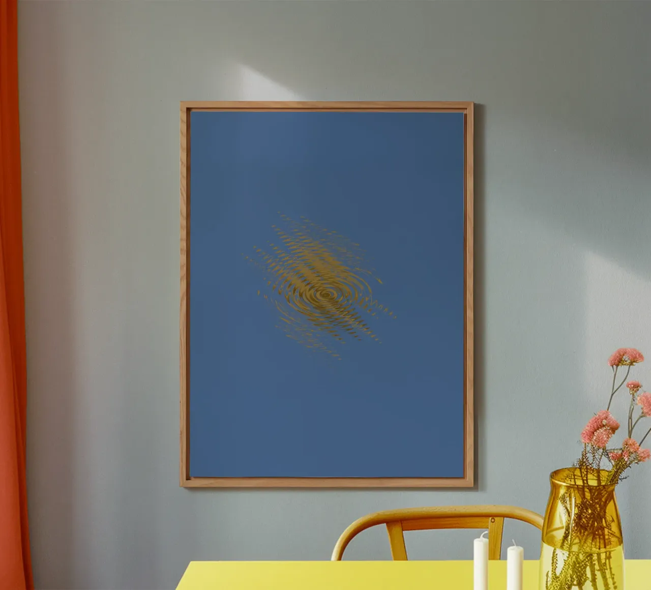 Abstract dynamic pattern in yellow and blue alu-dibond by Something for you