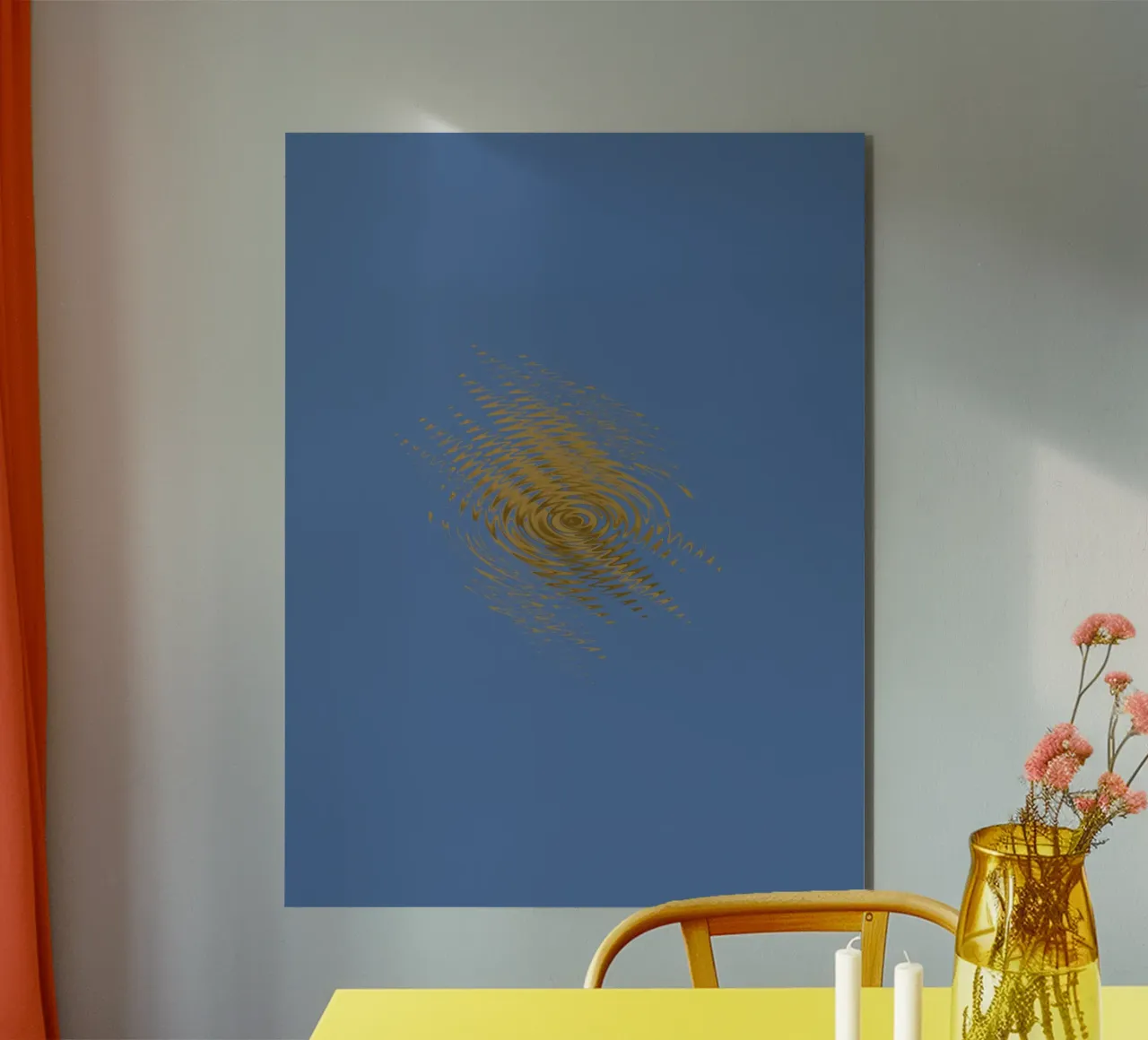 Abstract dynamic pattern in yellow and blue alu-dibond by Something for you
