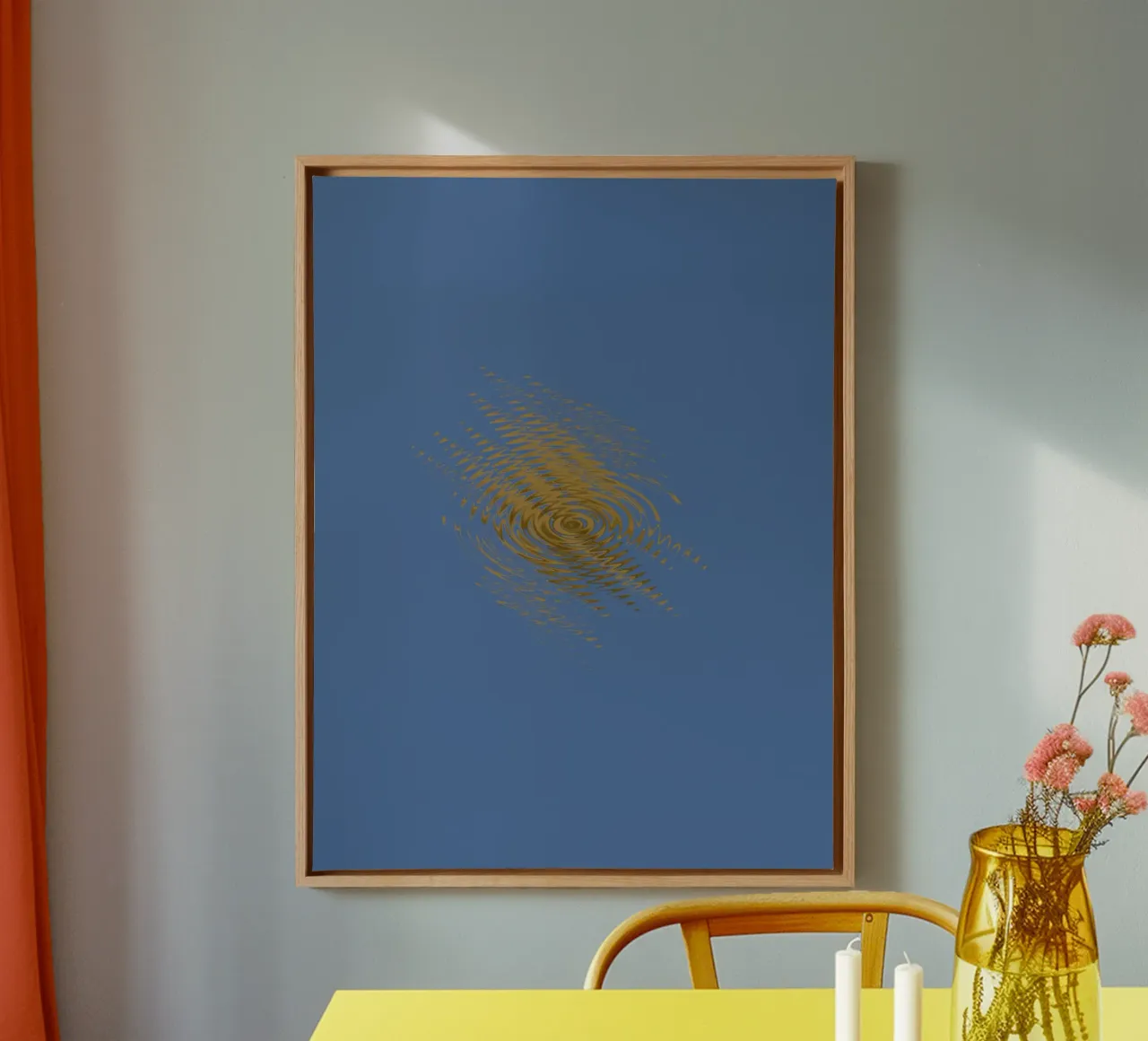 Abstract dynamic pattern in yellow and blue canvas by Something for you