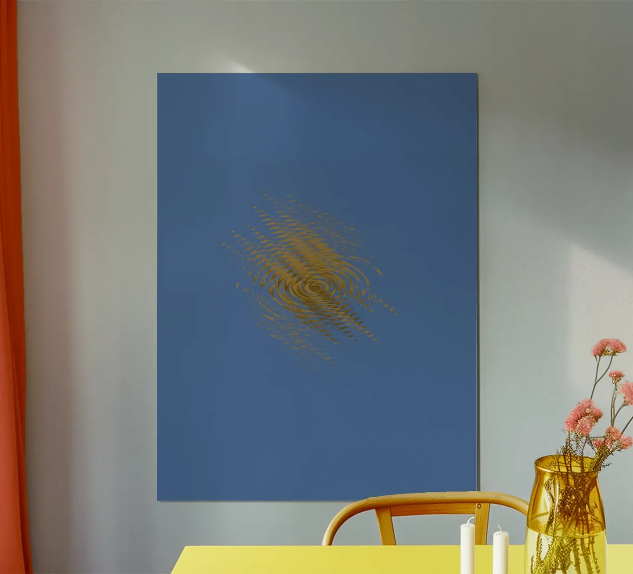 Motif dynamique abstrait en jaune et bleu hahnemühle de Something for you