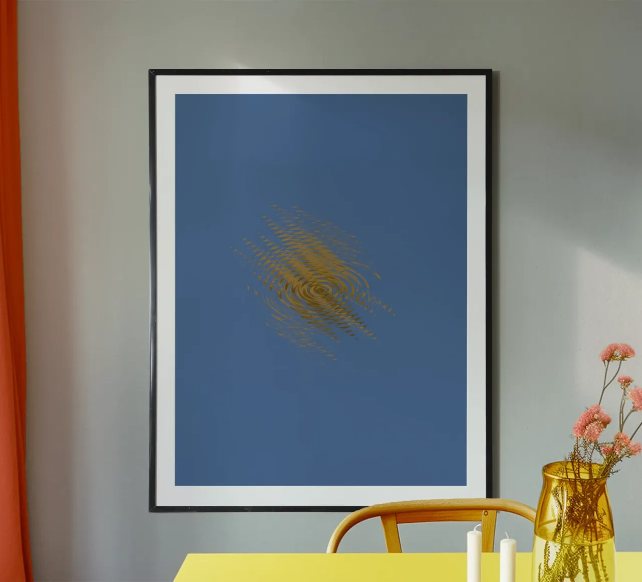 Motif dynamique abstrait en jaune et bleu hahnemühle de Something for you