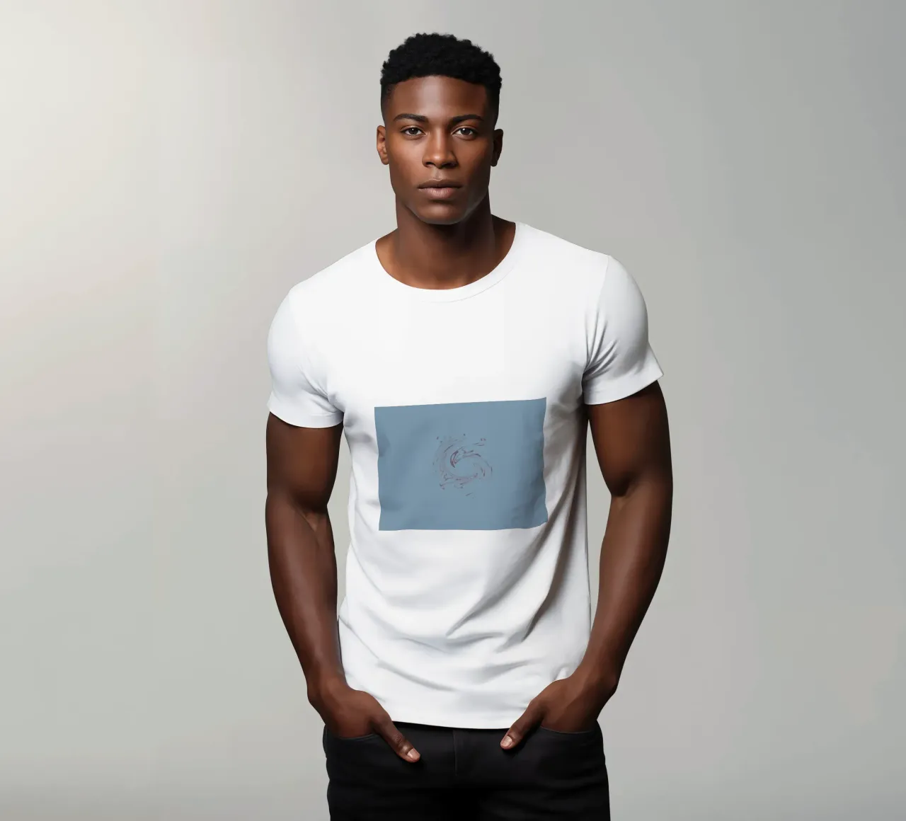 Abstract dynamic circular pattern in blue and purple t-shirt by Something for you