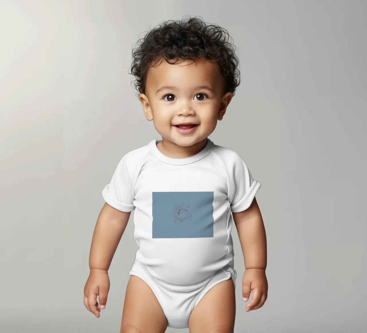 Abstract dynamic circular pattern in blue and purple short-sleeve baby romper by Something for you