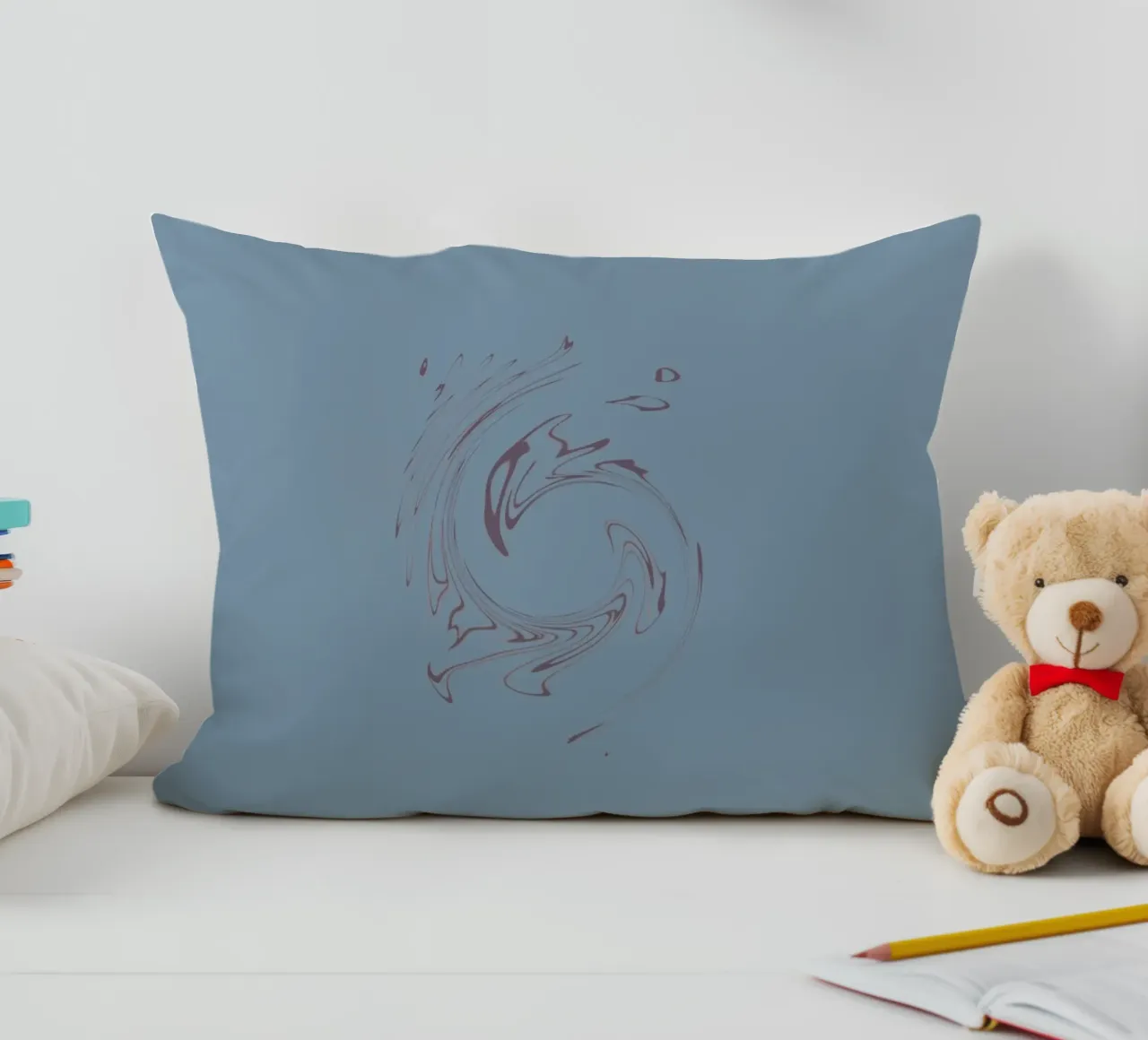 Abstract dynamic circular pattern in blue and purple decorative cushion by Something for you