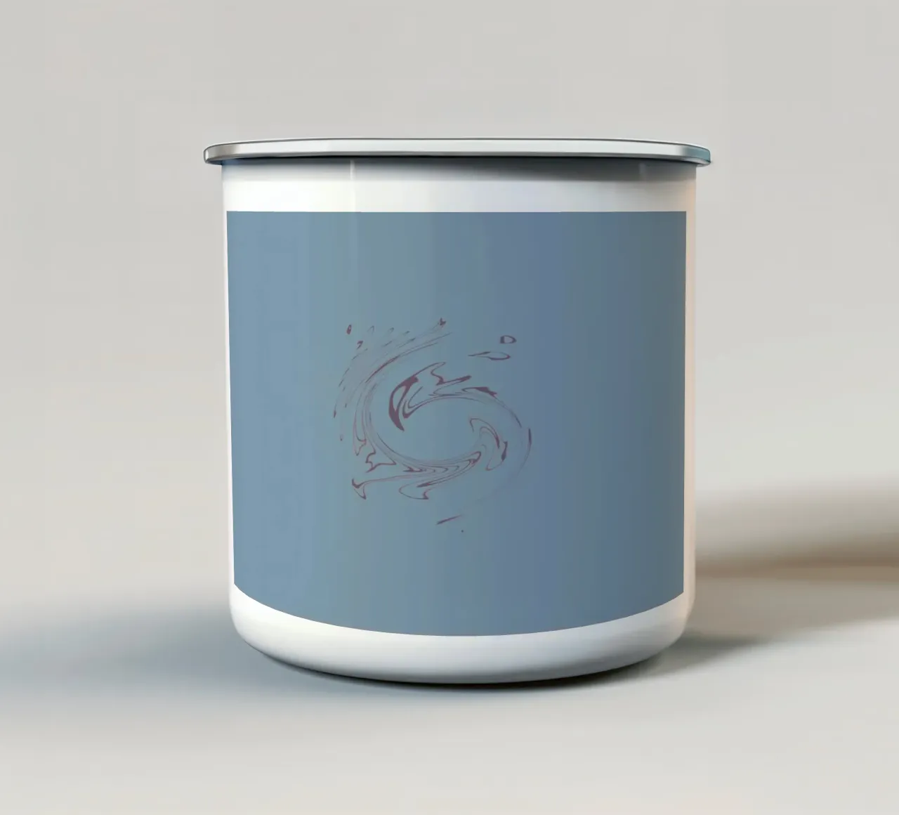 Disegno circolare astratto e dinamico in blu e viola tazza in smalto da Something for you