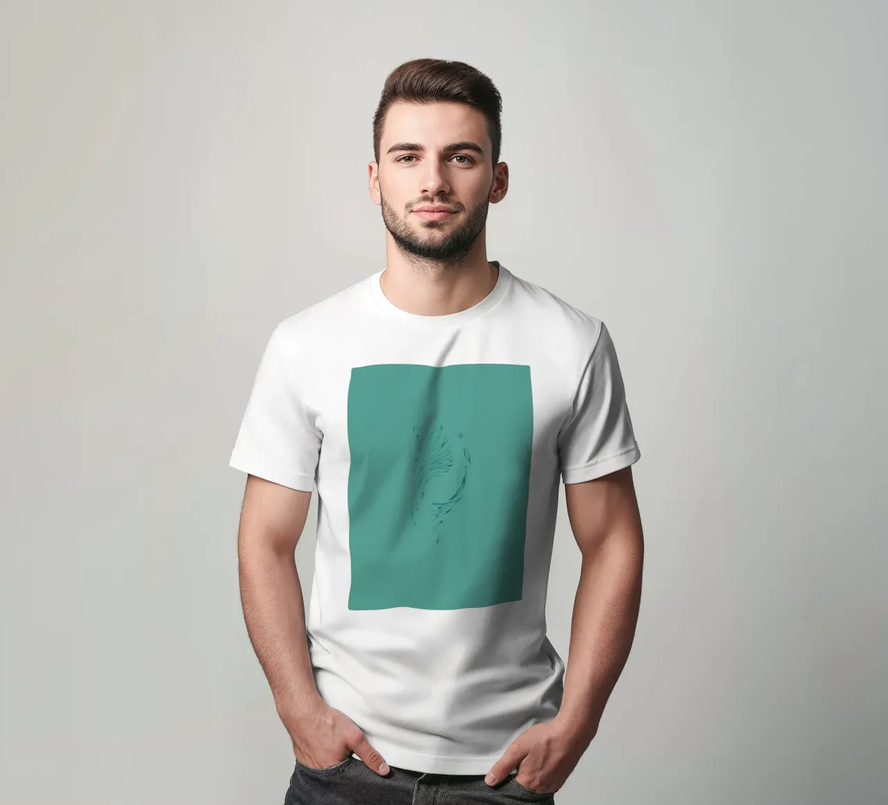 Abstract dynamic circular pattern in blue tones t-shirt by Something for you