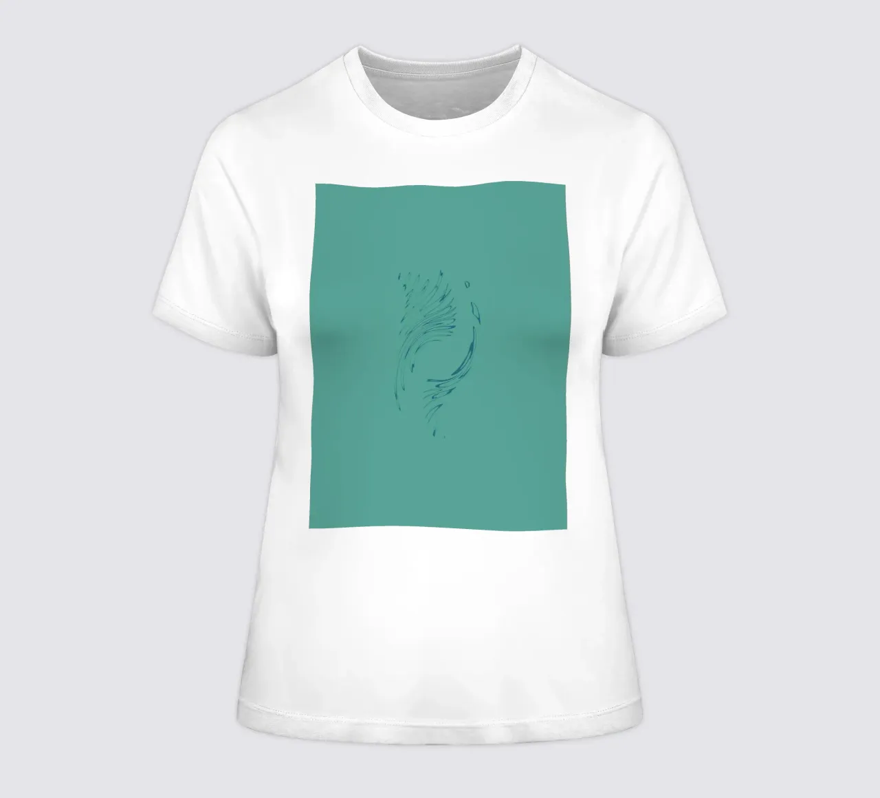 Abstract dynamic circular pattern in blue tones women's fitted t-shirt by Something for you