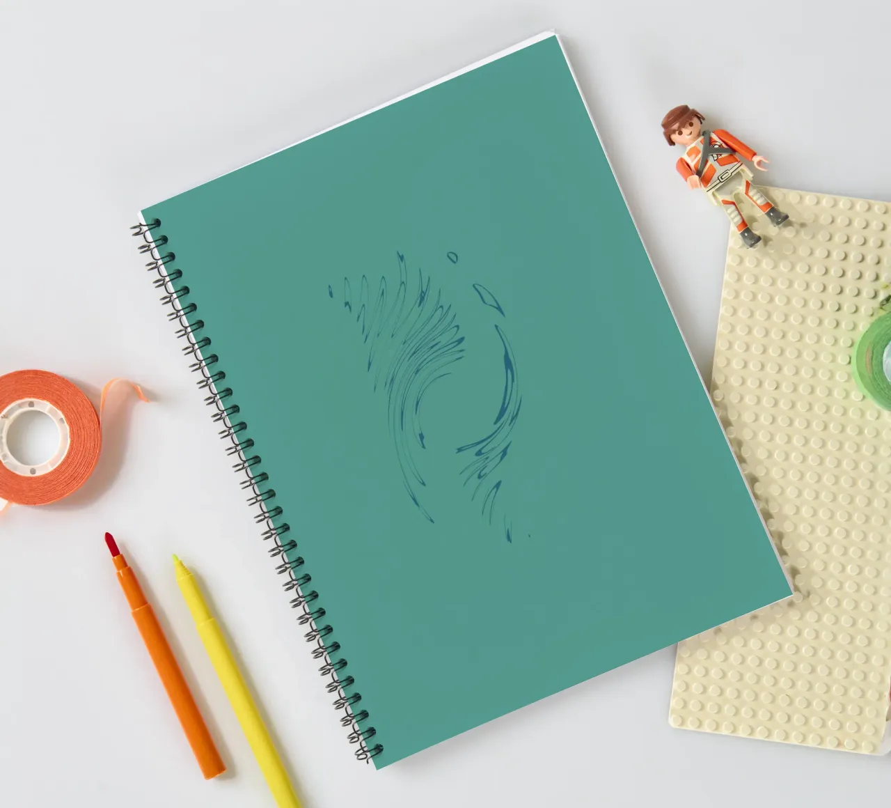 Abstract dynamic circular pattern in blue tones spiral notebook by Something for you