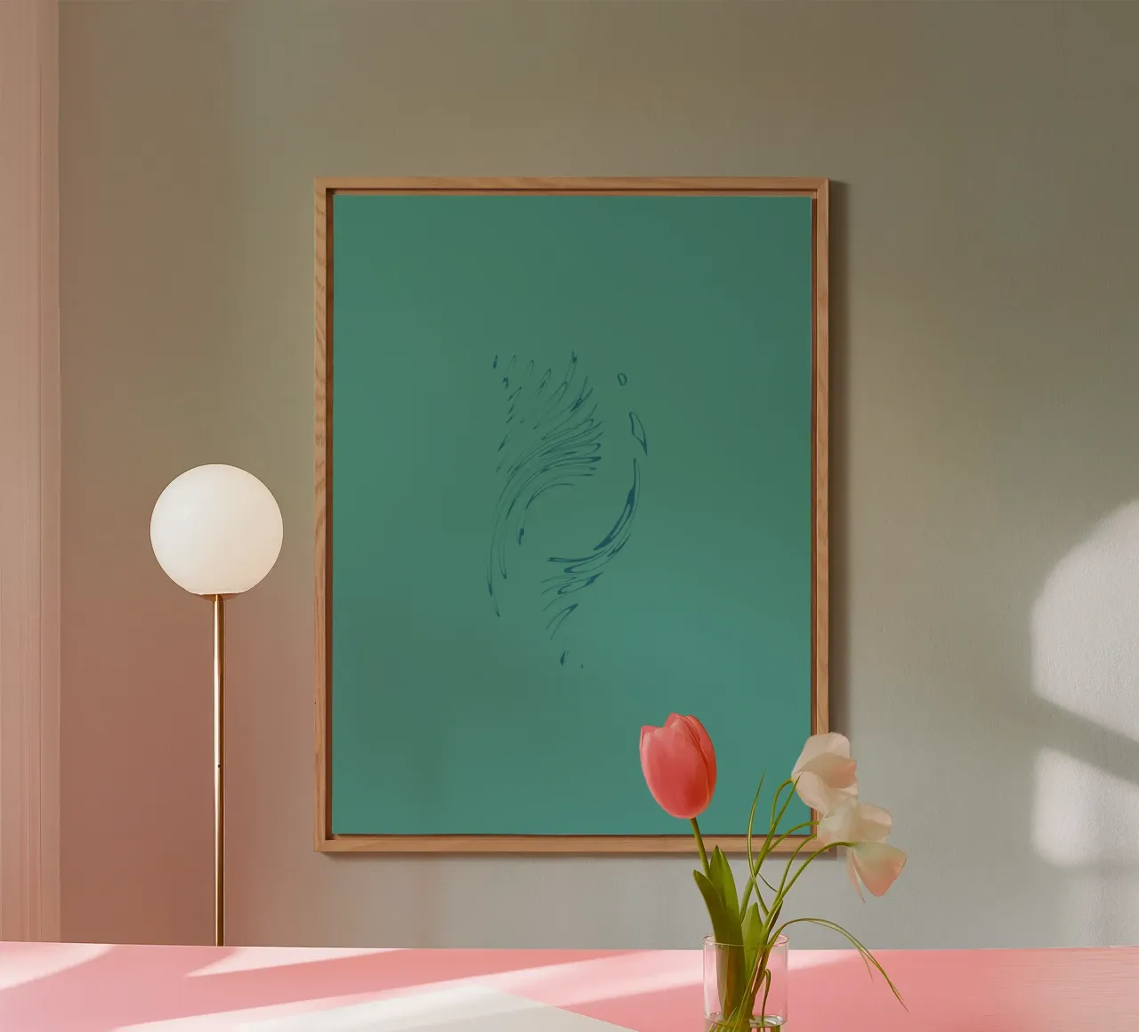 Abstract dynamic circular pattern in blue tones alu-dibond by Something for you